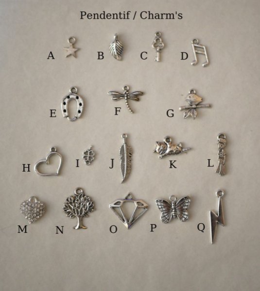 Pendentif en bois peint en couleurs sur cha&icirc;ne argent&eacute;e &agrave; personnaliser