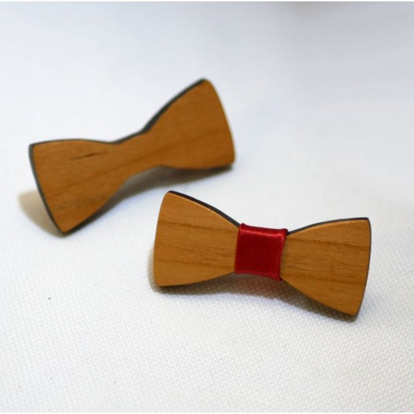 Barrette en bois Noeud pap miniature avec ruban personnalisable
