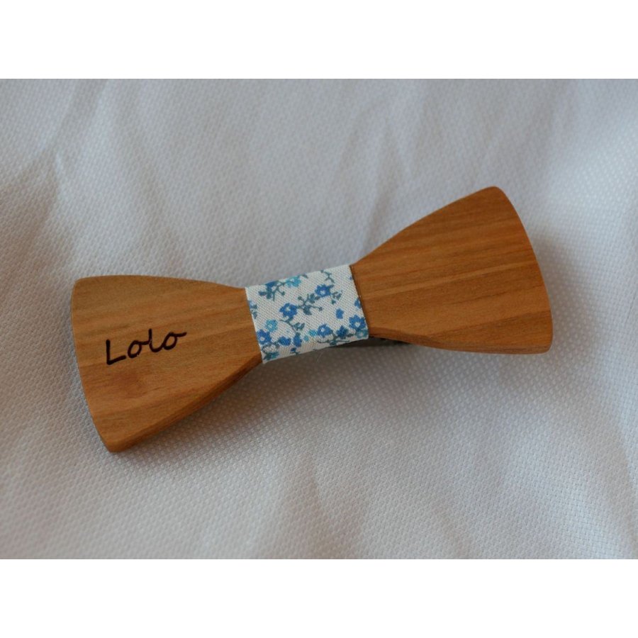 Barrette en bois Noeud pap avec ruban Liberty et bois personnalisable