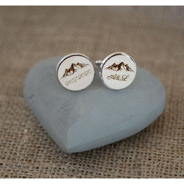 Boutons de manchette cabochon en bois fin 20mm personnalisable