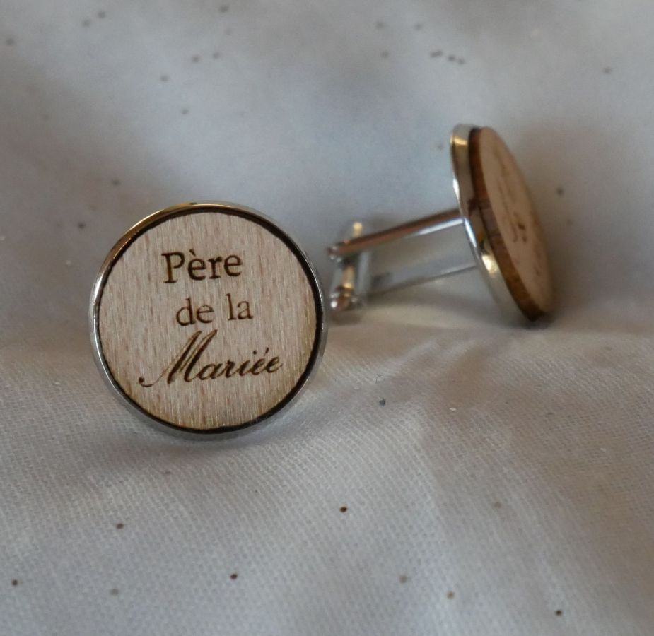 Boutons de manchette cabochon en bois fin 20mm personnalisable