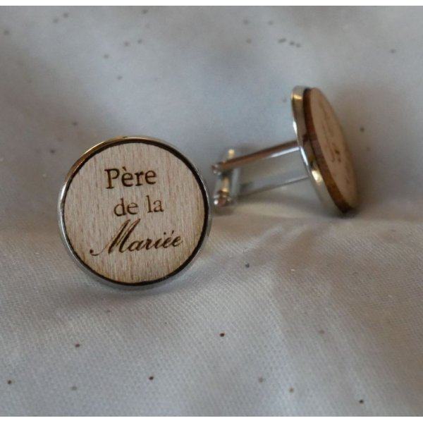 Boutons de manchette cabochon en bois fin 20mm personnalisable