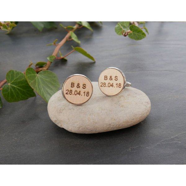 Boutons de manchette cabochon en bois fin 20mm personnalisable