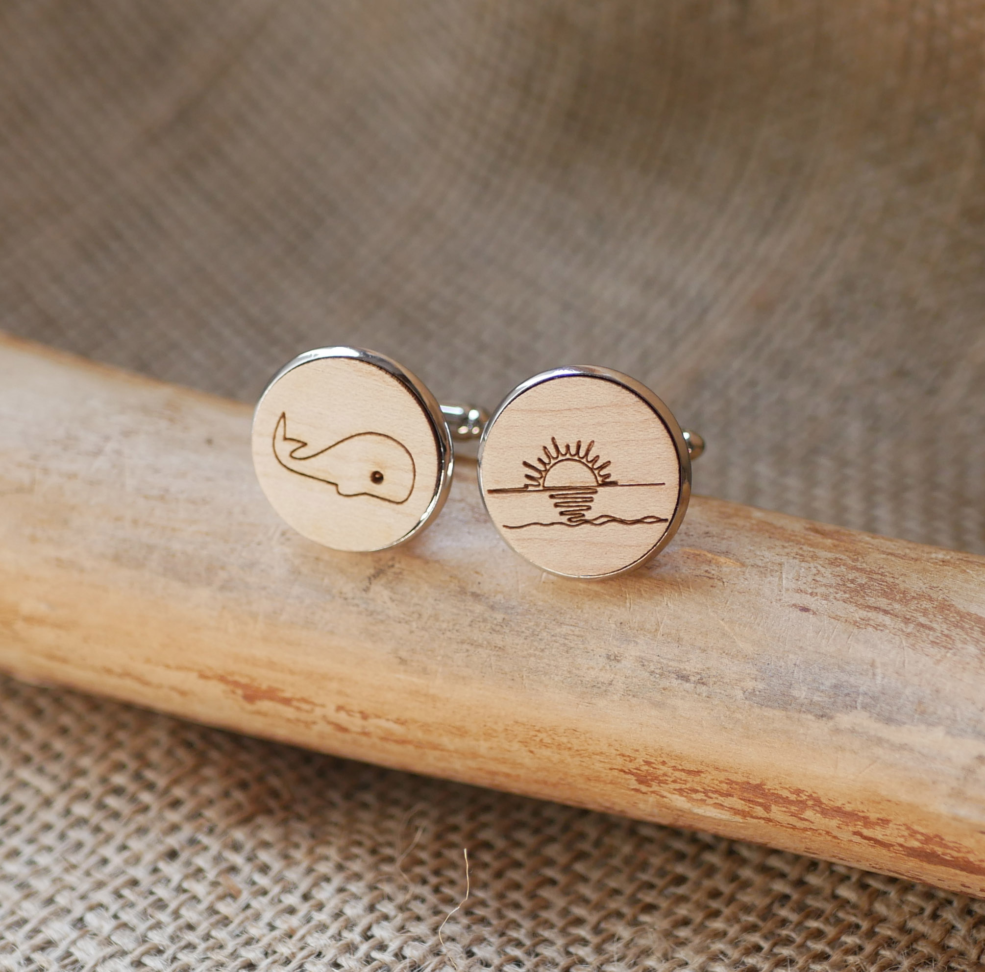 Boutons de manchette cabochon en bois fin 20mm personnalisable