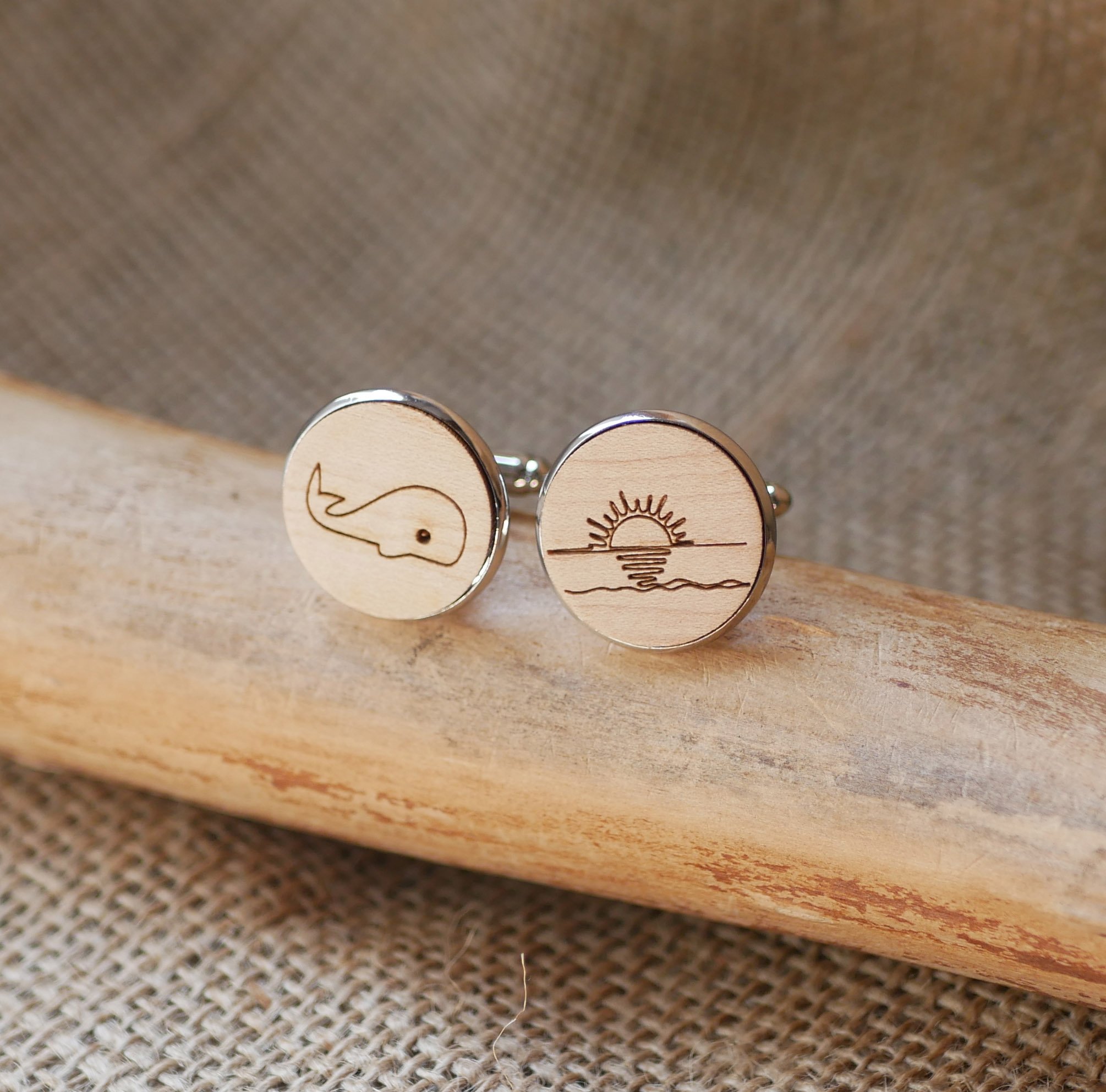 Boutons de manchette cabochon en bois fin 20mm personnalisable