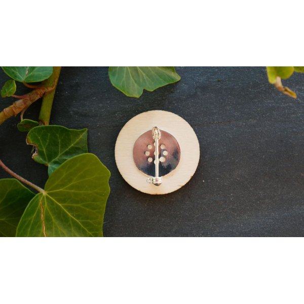 Broche badge en bois Arbre gravé