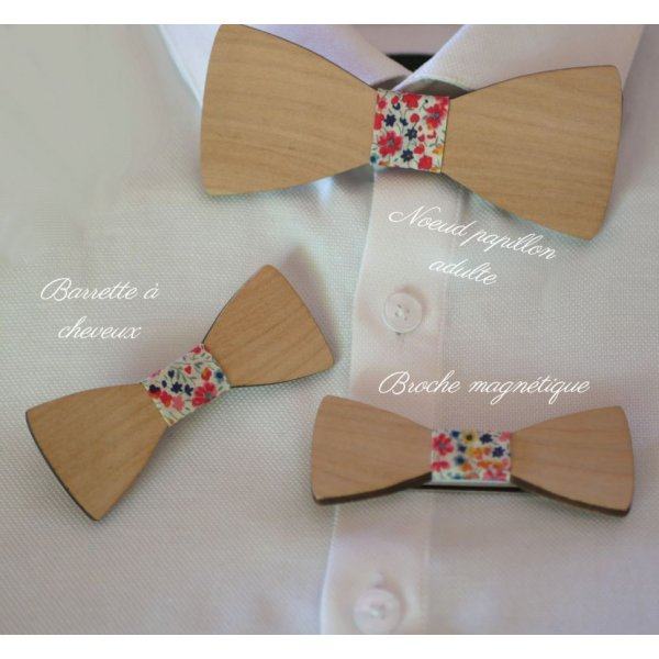 Broche mini noeud pap en bois à personnaliser