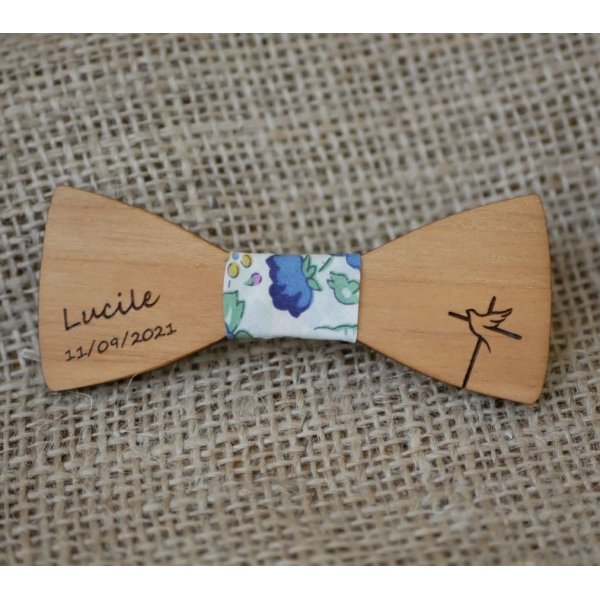 Broche mini noeud pap en bois à personnaliser