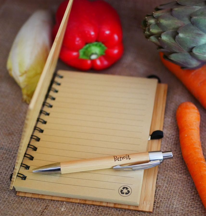 Carnet en bois Recettes de cuisine à personnaliser