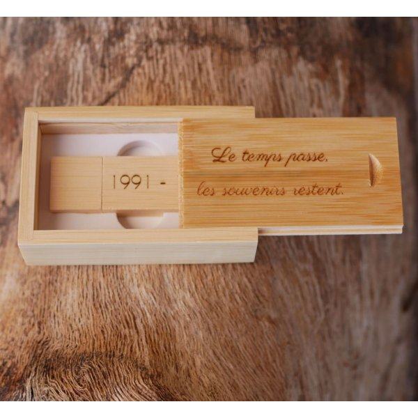 Clé Usb 3.0 32 Go dans coffret bois bambou à personnaliser par gravure 
