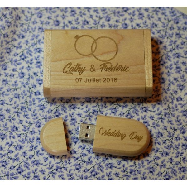 Clé Usb 32 Go 2.0 bois bambou dans coffret à personnaliser