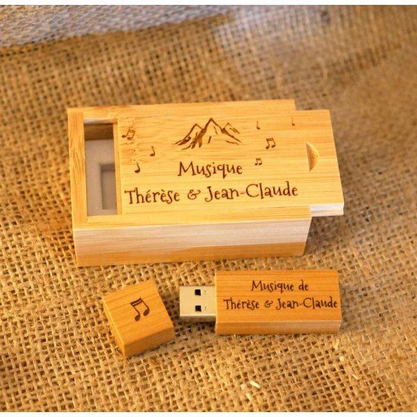 Clé Usb 3.0 32 Go dans coffret bois bambou à personnaliser par gravure 