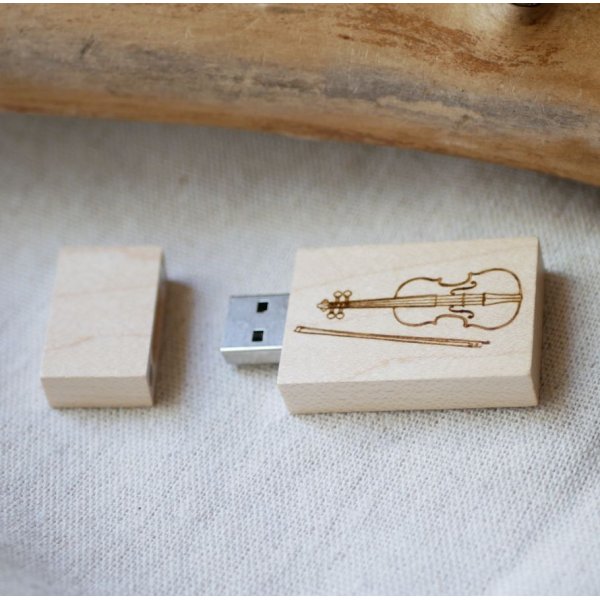 Clé USB en bois 32 Go rectangulaire à personnaliser par gravure