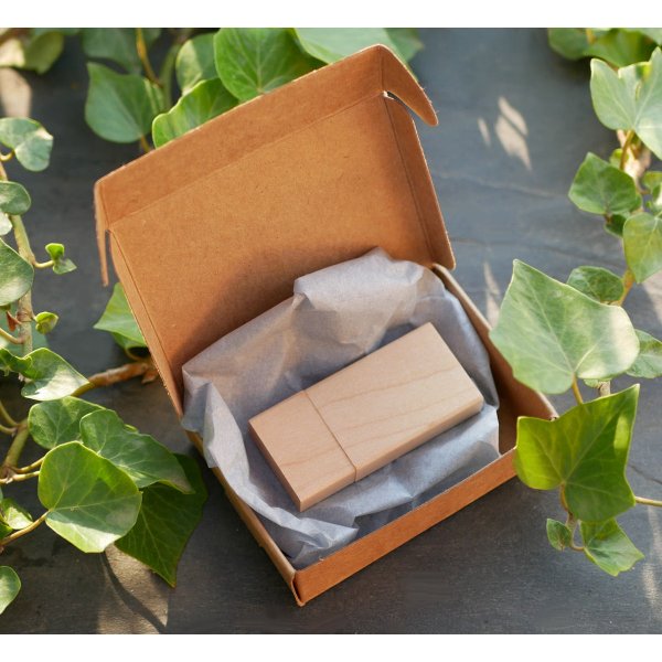 Cl&eacute; USB en bois 32 Go rectangulaire &agrave; personnaliser par gravure