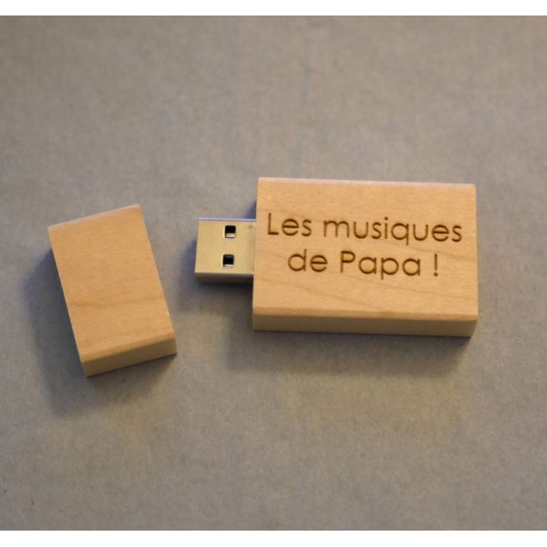 Clé USB en bois 32 Go rectangulaire à personnaliser par gravure