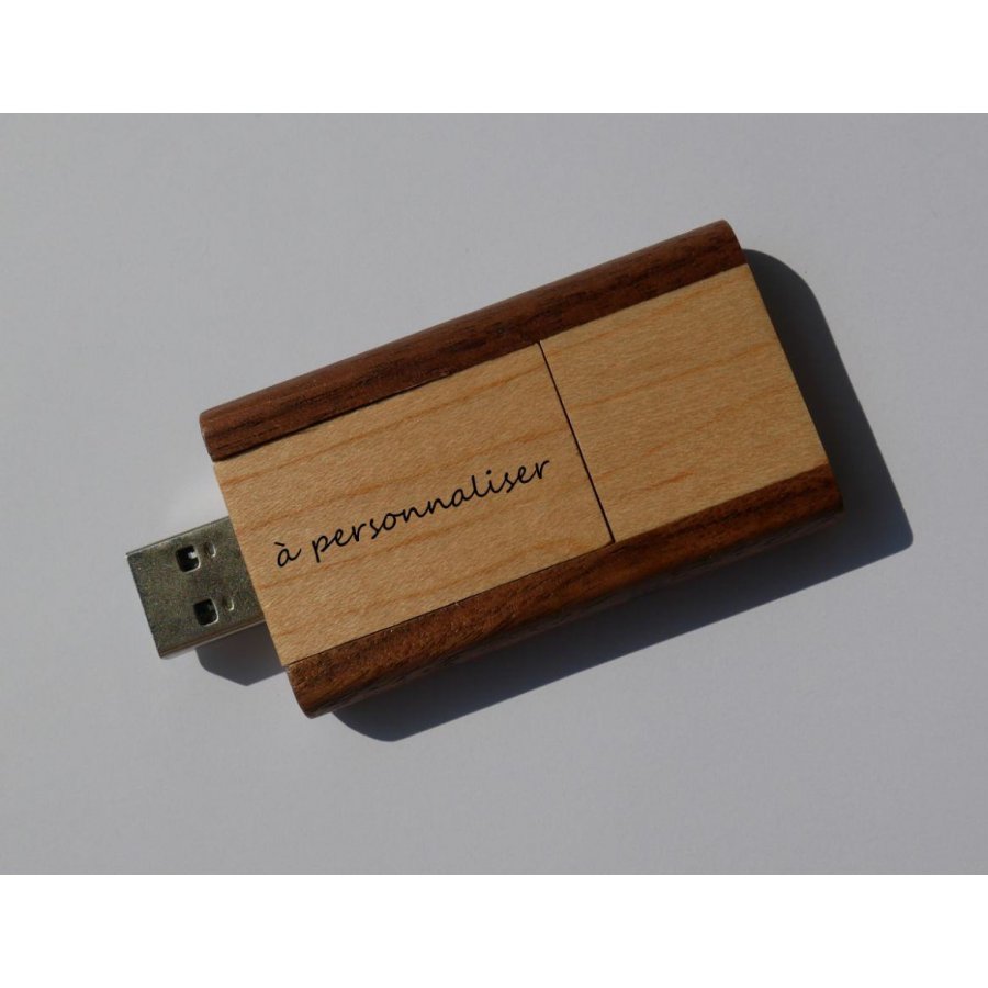 Clé USB 3.0 en bois bicolore 32 Go  à personnaliser par gravure pour un cadeau élégant et unique