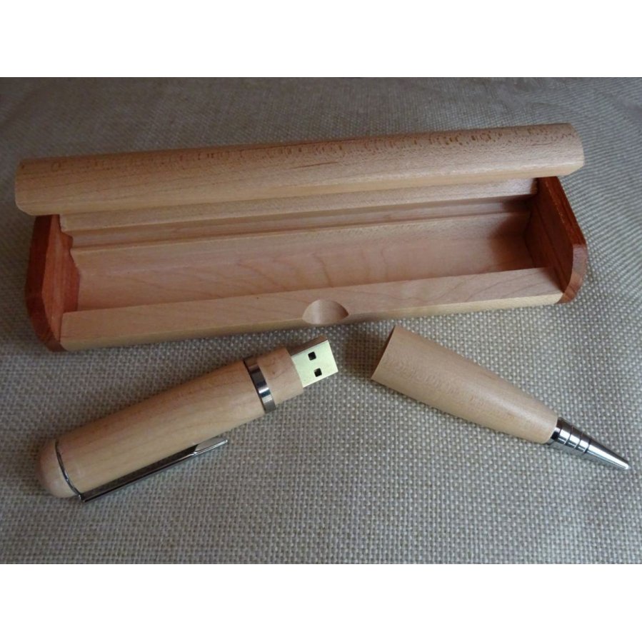 Coffret et stylo clé Usb 16 Go en bois à graver