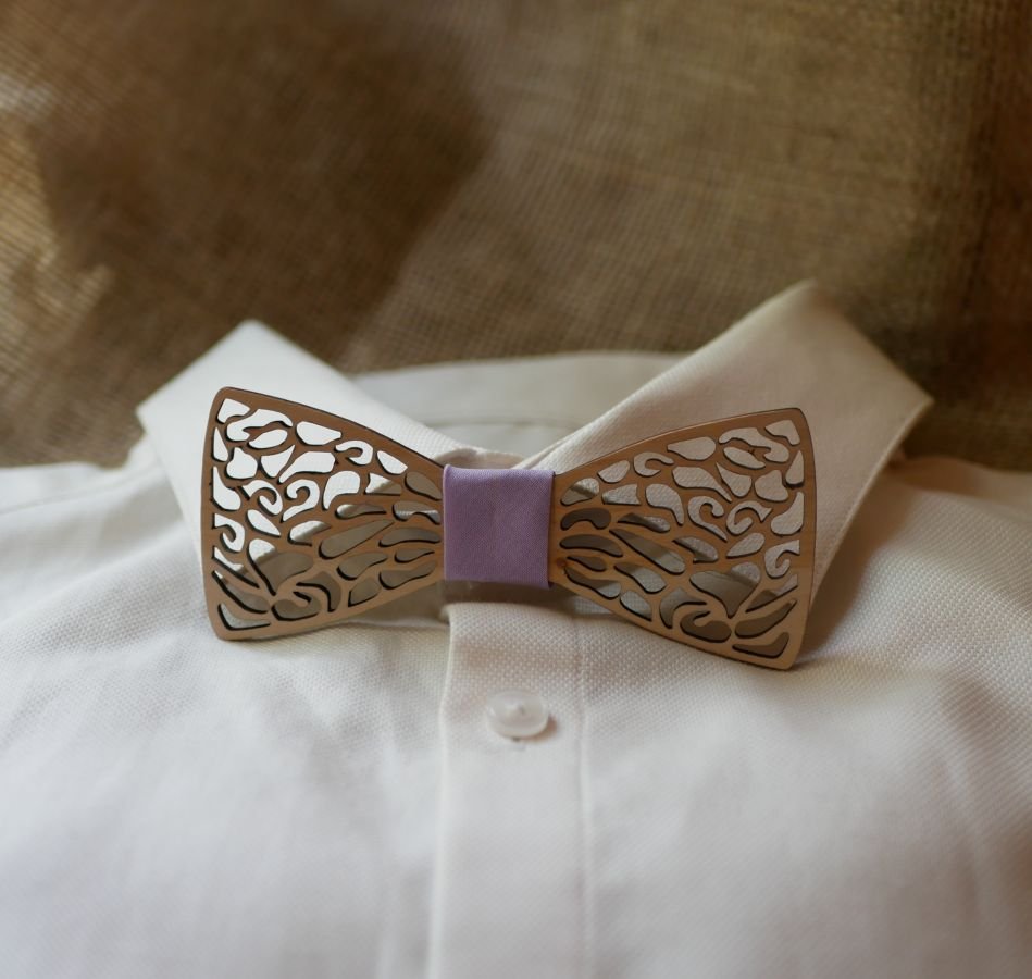 Noeud papillon en bois de dentelle fine à personnaliser