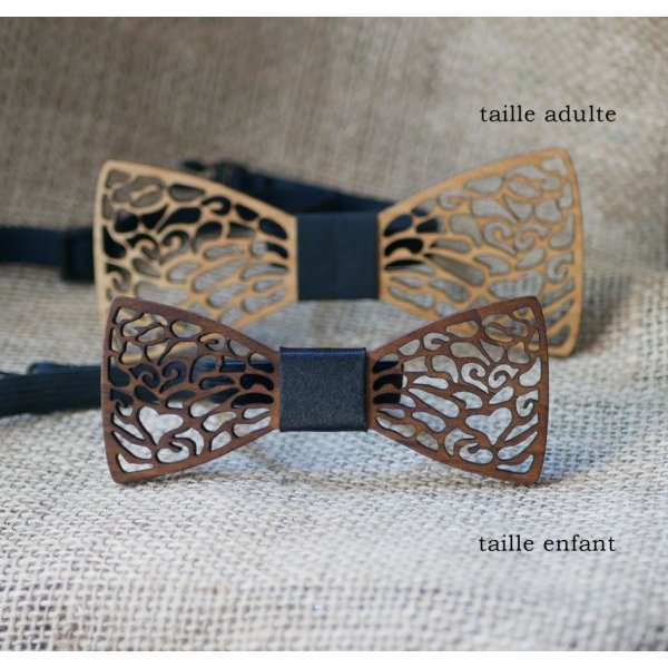 Noeud papillon en bois de dentelle fine à personnaliser