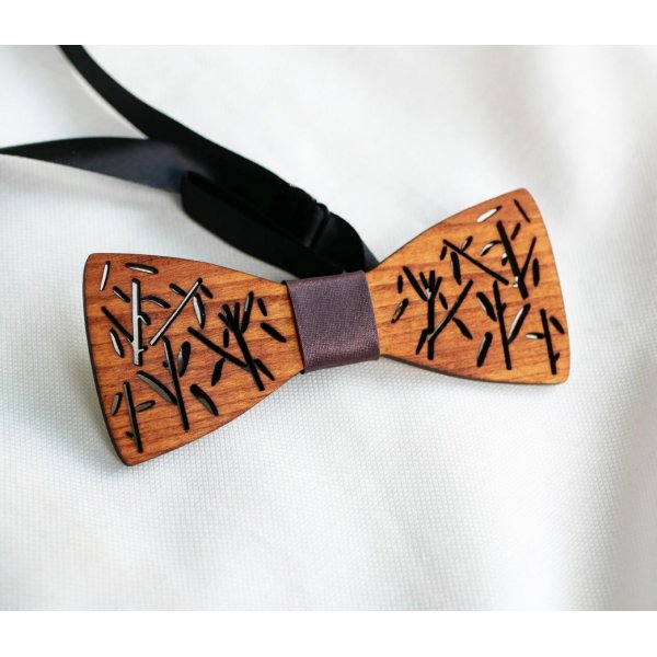 Noeud papillon en bois Fran&ccedil;ais d&eacute;cor bambou 