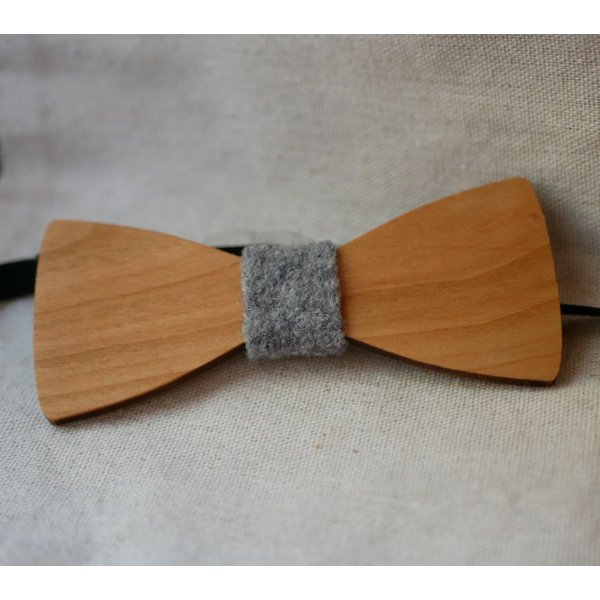 Noeud papillon en bois et laine à personnaliser fabriqué en France