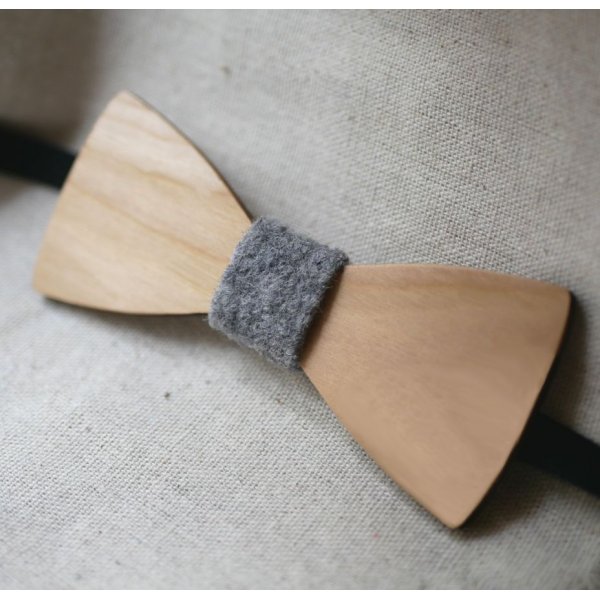 Noeud papillon en bois et laine à personnaliser fabriqué en France