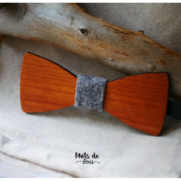 Noeud papillon en bois et laine à personnaliser fabriqué en France