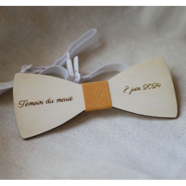 Noeud papillon bois l&eacute;ger peuplier pour homme &agrave; personnaliser