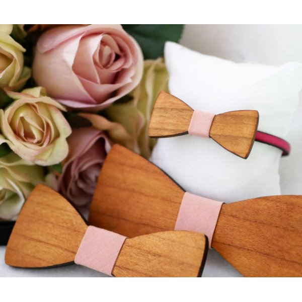 Noeud papillon en bois Merisier à personnaliser fabriqué en France