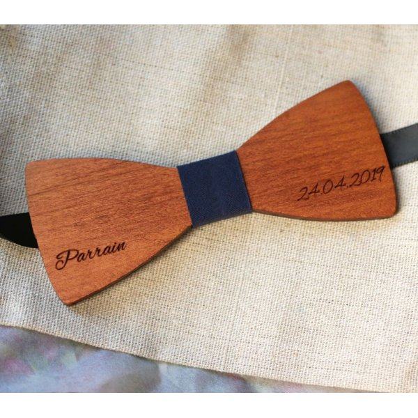 Noeud papillon en bois Merisier à personnaliser fabriqué en France