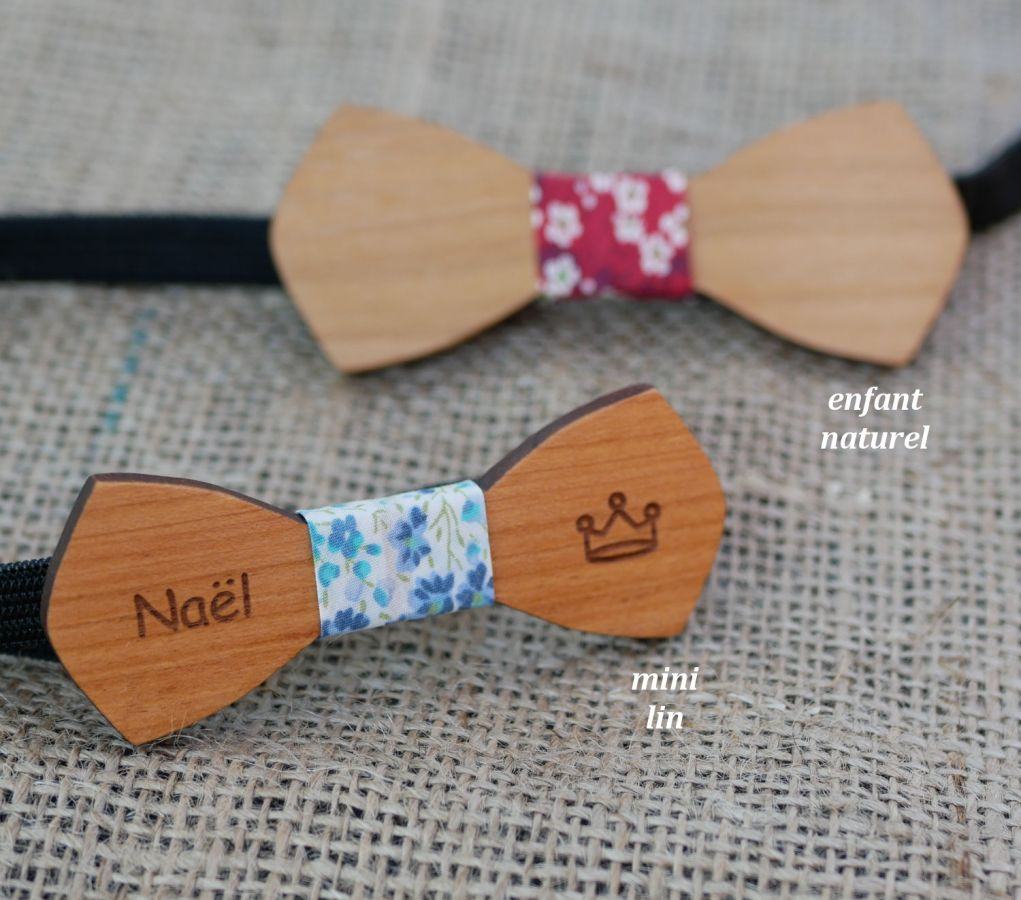 Noeud papillon en bois Mini "le rablé" pour enfant à personnaliser