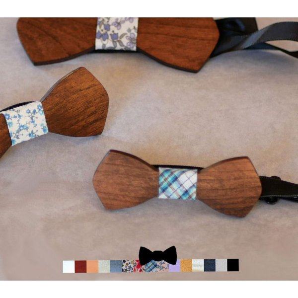 Noeud papillon en bois Mini "le rablé" pour enfant à personnaliser