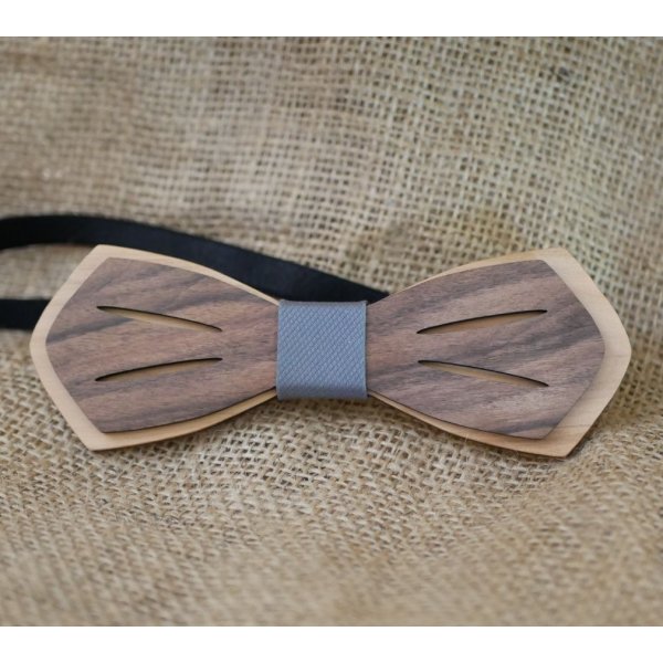 Noeud papillon en bois Palissandre et Merisier naturels à personnaliser
