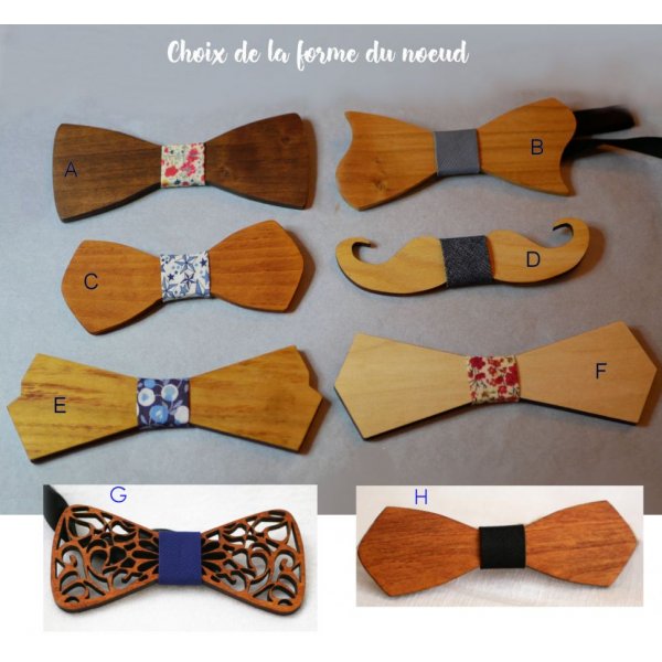 Noeud papillon en bois et pochette de costume en Liberty Rouge 