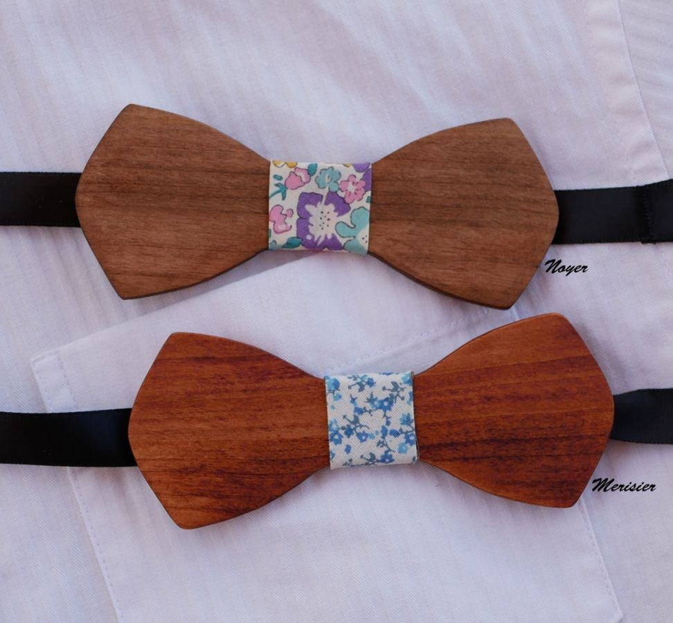 Noeud papillon homme en bois français  "le rablé" de petite taille et personnalisable