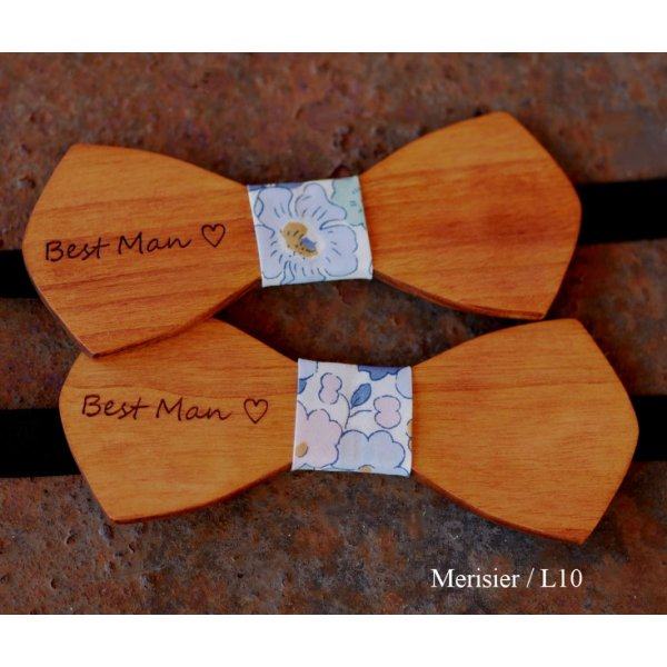 Noeud papillon homme en bois français  "le rablé" de petite taille et personnalisable