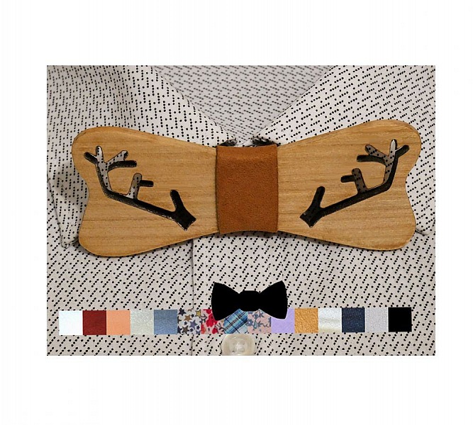 Noeud papillon bois de renne &agrave; personnaliser