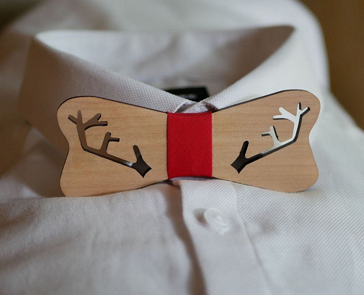 Noeud papillon bois de renne &agrave; personnaliser