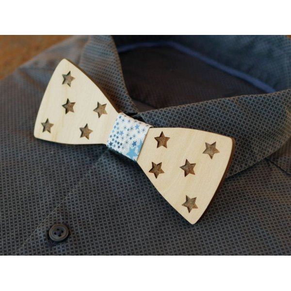 Noeud papillon en bois à étoiles à personnaliser fabriqué en France