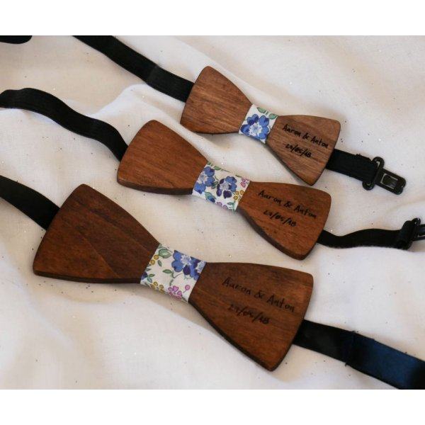 Noeud papillon enfant en bois noyer à personnaliser