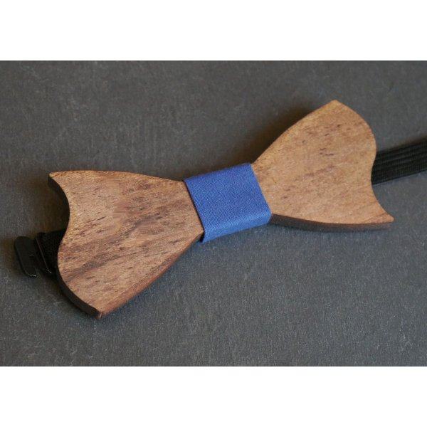 Noeud papillon enfant en bois merisier asym&eacute;trique &agrave; personnaliser