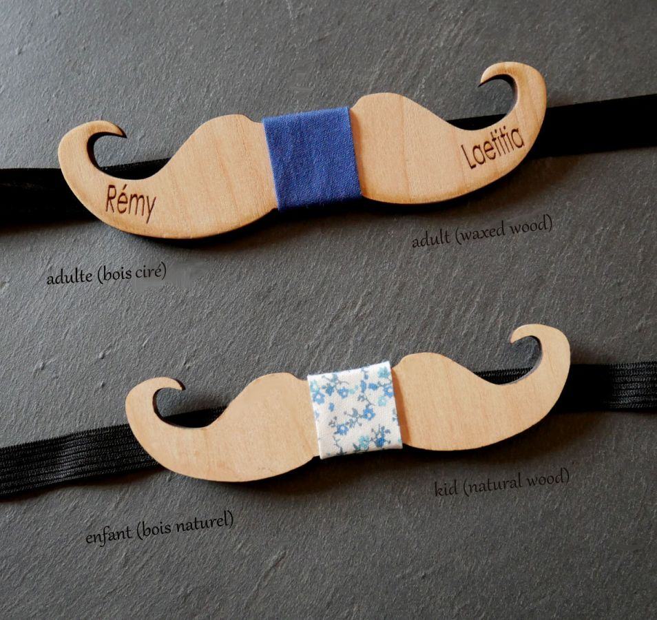 Noeud papillon enfant Moustaches en bois à personnaliser