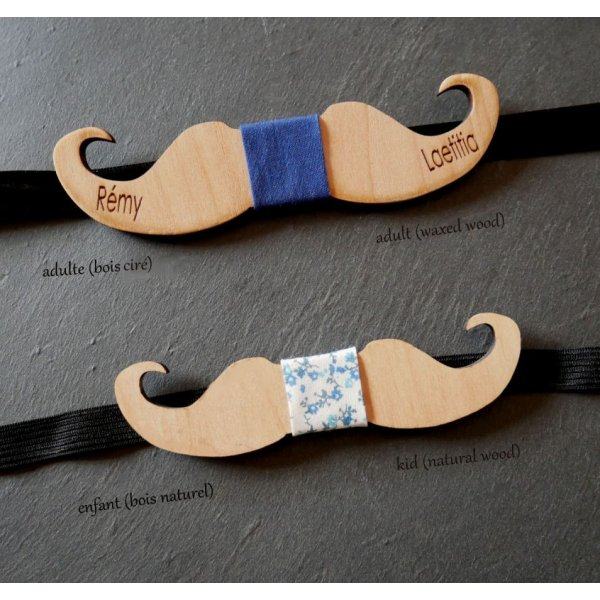 Noeud papillon enfant Moustaches en bois &agrave; personnaliser