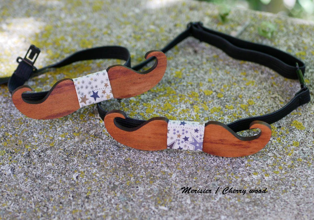 Noeud papillon enfant Moustaches en bois à personnaliser