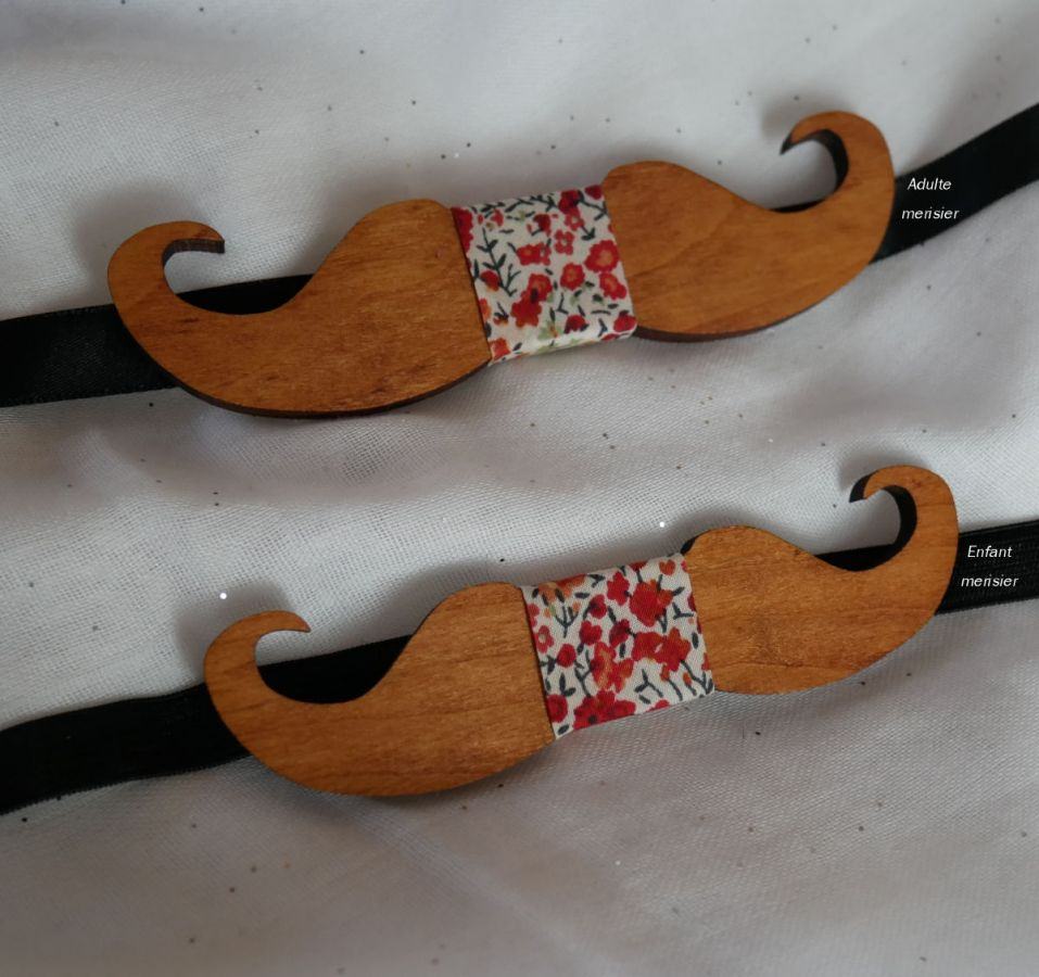 Noeud papillon enfant Moustaches en bois à personnaliser