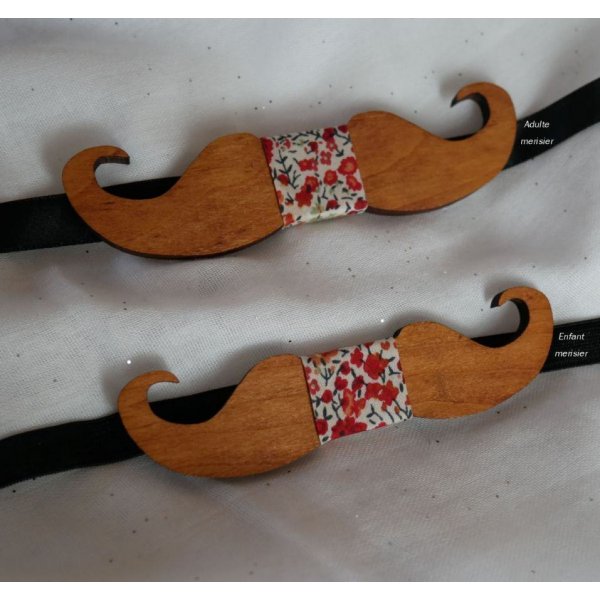 Noeud papillon enfant Moustaches en bois &agrave; personnaliser