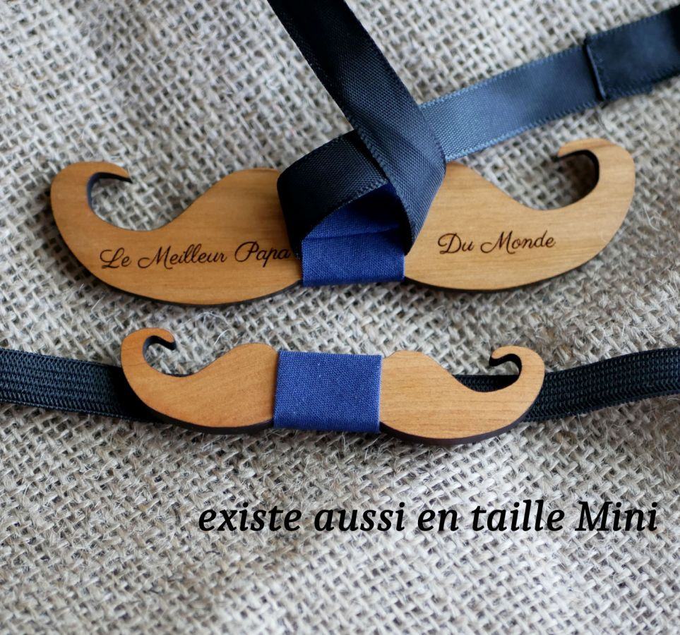 Noeud papillon enfant Moustaches en bois à personnaliser