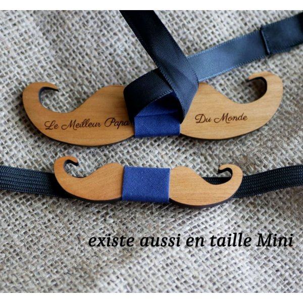 Noeud papillon enfant Moustaches en bois &agrave; personnaliser
