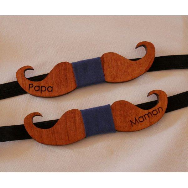 Noeud papillon enfant Moustaches en bois &agrave; personnaliser