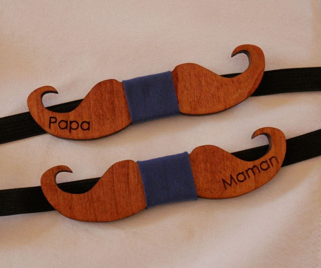 Noeud papillon enfant Moustaches en bois à personnaliser